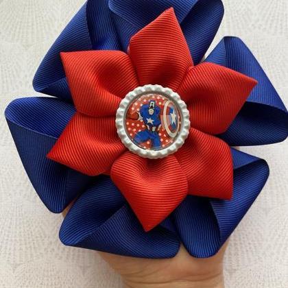 Captain America inspired bow red an..