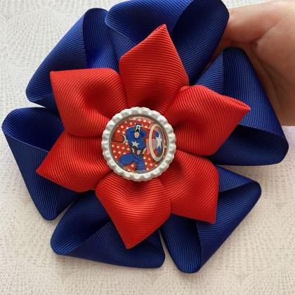 Captain America inspired bow red an..