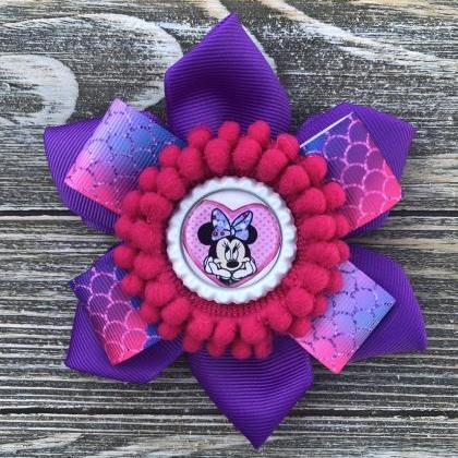 Purple And Pink Minnie Mouse Inspired Hair Bow