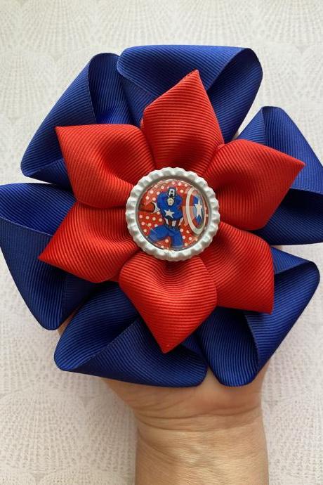 Captain America Inspired Bow Red And Blue